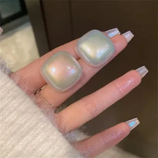 Faux Pearl Decor Square Stud Earrings 
