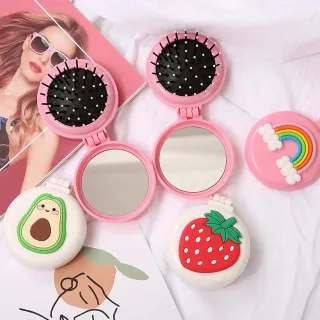 Portable Pocket Hair Brush Comb with Mirror 