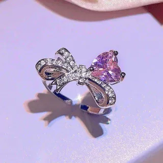 4 Pcs Pink Love Zirconia Jewellery Set