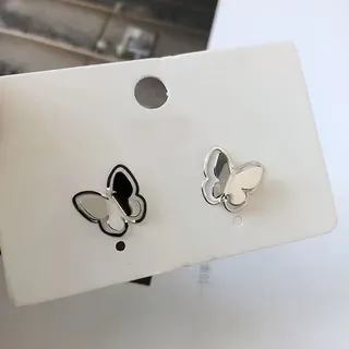 Silver Hollow Mini Butterfly Stud Earrings 