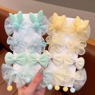 Flower Bow Cute Hair Clips Set (10 pcs)
