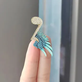 Fashion Rhinestone Flying Wing Music Hijab Brooch