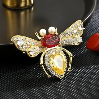 Cute Bee Luxury Zircon Pearl Brooch