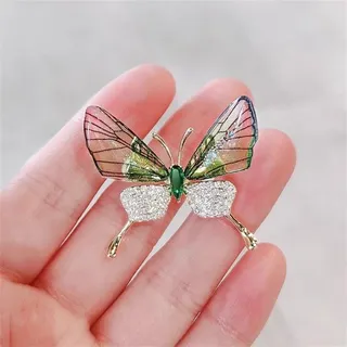 Butterfly Themed Fashion Enamel Crystal Brooch