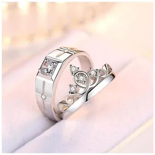 Delicate Crystal Designer Couple Ring Set (2 pc)