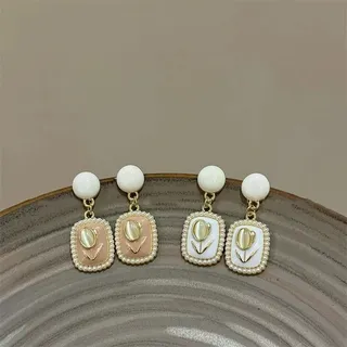 Tulip Opal Stone Ear Studs Dangle Earrings