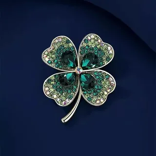 Korean Four Leaf Clover Crystal Brooch/Pin