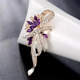 Elegant Crystal Floral Hijab Brooch 