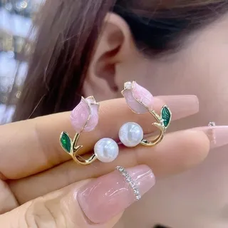 Floral Design Cute Korean Earrings
