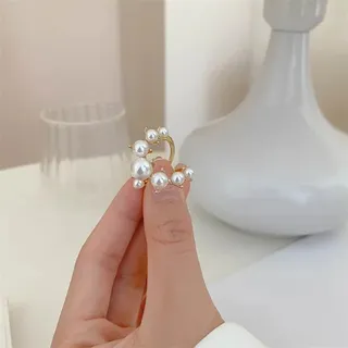 Pearl Paved Unique Design Geometric Finger Ring