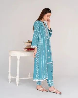 Pakistani Original Sahibas Stitched Lawn 2Pcs _ Blue 