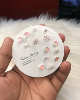 7 pairs Fashionable Heart & Faux Pearl Decor Earrings