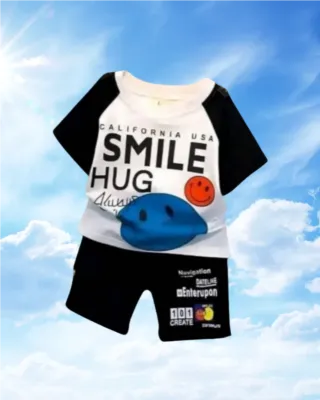 Black White Contrast T-shirt Set