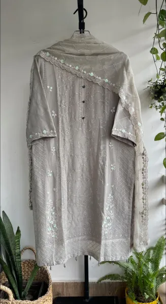 Pakistani Original Schick Chiffon Stitched 2 Pcs _ Beige 