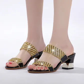 HIGH HEELS GENUINE LEATHER FASHIONABLE RHINESTONE WOMEN SANDALS  GB-0265
