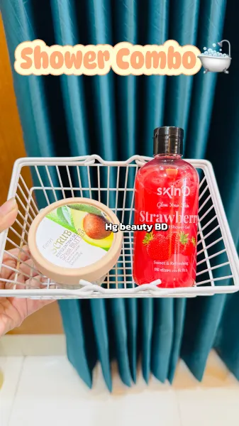 SkinO Strawberry Scented Shower Gel & Body Scrub Combo