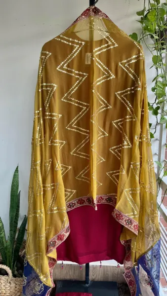 Pakistani Stitched Luxury Chiffon Fancy 3Pcs _ Maroon 
