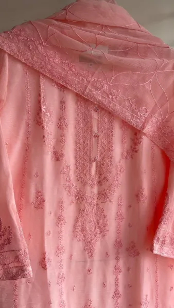 Pakistani Original Schick Chiffon Stitched 2 Pcs _ Peachy Pink 