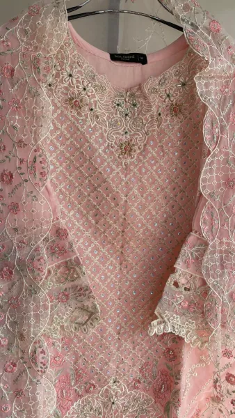Pakistani Original Bin Saeed Luxury Organza Stitched 3 Pcs _ Pink 