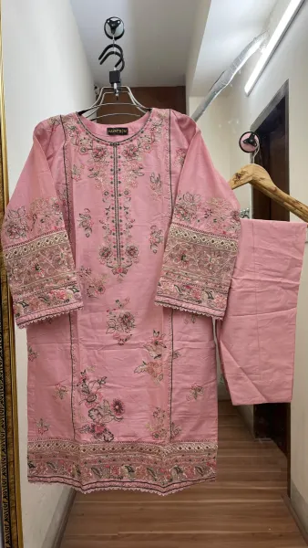 Pakistani Original Hayat's Stitched Cotton Co-ords 2 Pcs _ Pink 
