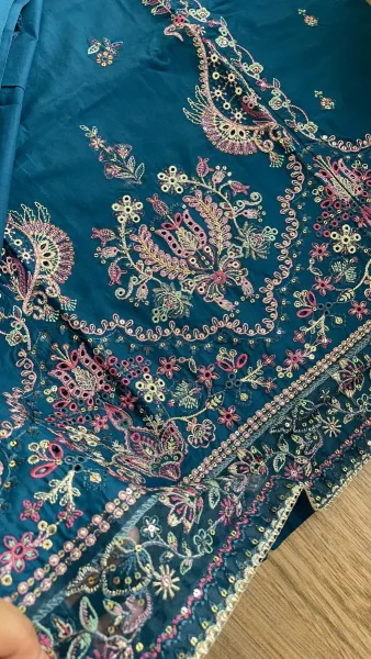Original Pakistani Hayat’s Cotton Embroidered Stitched Coord Set 