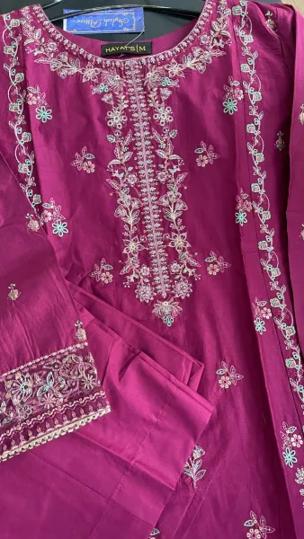 Original Pakistani Hayat’s Cotton Embroidered Stitched Coord Set 