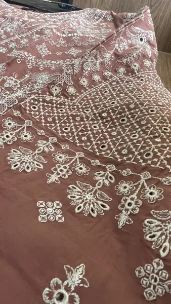 Original Pakistani Hayat’s Cotton Embroidered Stitched Coord Set _ Rosy Brown