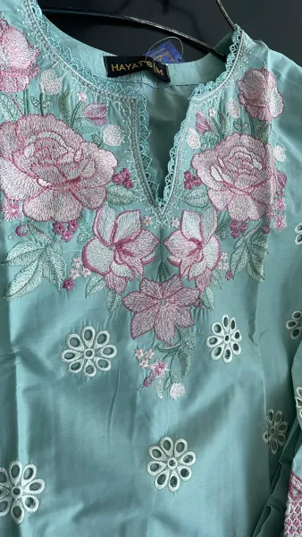 Original Pakistani Hayat’s Cotton Chikankari Embroidered Stitched 2Pc With Inner Attached_