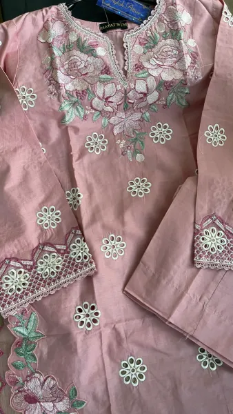 Original Pakistani Hayat’s Cotton Chikankari Embroidered Stitched 2Pc With Inner Attached_