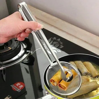 Multifunctional Oil Frying Clamp Filter Spoon with Clip (1 pc)