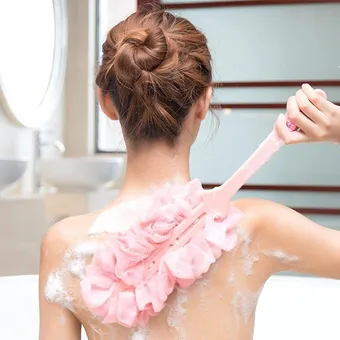 Long Handle Bath Sponge Shower Brush Back Scrubber (1 Pc)