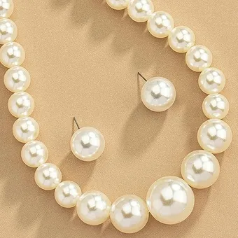Faux Big Pearl Design Elegent Pendant Necklace ( 3 Pcs )