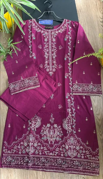 Original Pakistani Hayat’s Cotton Embroidered Stitched Coord Set 