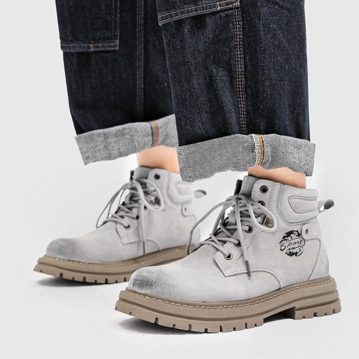 HIGH TOP LEATHER LACE UP ANKLE BOOTS