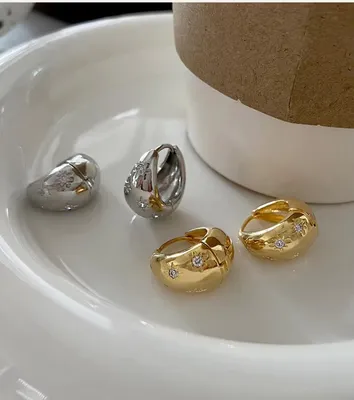 Trendy Metal Star Hoop Earrings