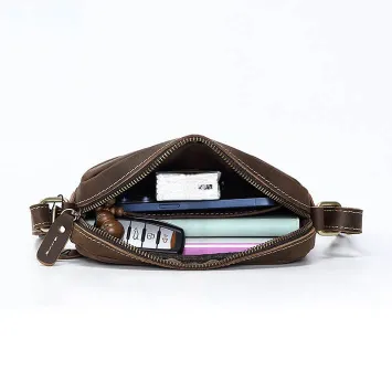 Genuine Crazy Horse Leather Crossbody Bag – High-End Retro Shoulder Bag