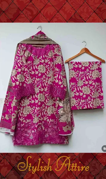 Original Pakistani Lahore Boutique Pure Lawn Stitched 3Pcs_Purple 