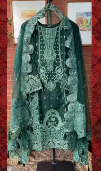 Adan’s Libas Organza Luxury Pret Stitched 3Pcs _ Sea Green 