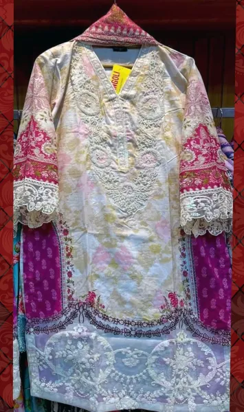 Original Pakistani Lahore Boutique Pure Lawn Stitched 3Pcs _ 