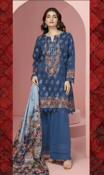 Pakistani Original Khaadi Stitched 3Pcs_ Navy Blue 