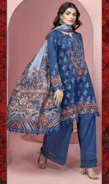 Pakistani Original Khaadi Stitched 3Pcs_ Navy Blue 