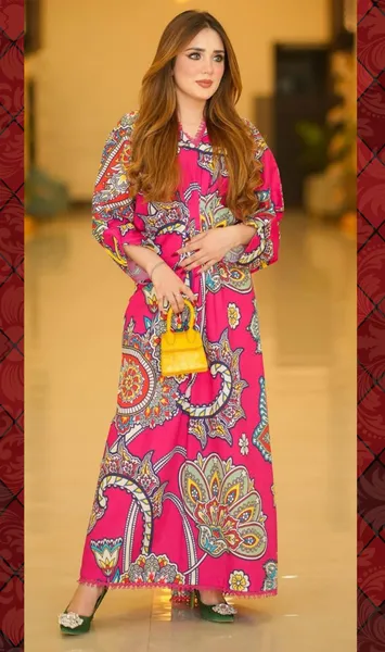 Pakistani Original Sahibas By Mirza Textured Cotton Stitched Kaftan _ Magenta Pink 