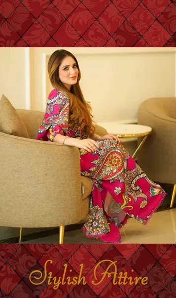 Pakistani Original Sahibas By Mirza Textured Cotton Stitched Kaftan _ Magenta Pink 