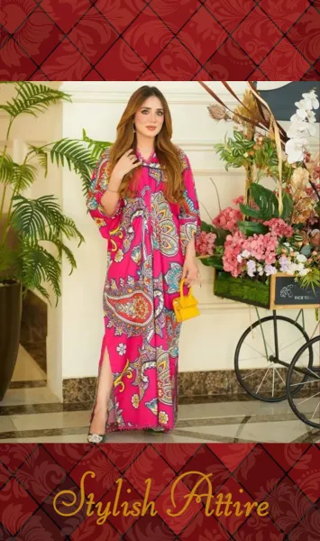 Pakistani Original Sahibas By Mirza Textured Cotton Stitched Kaftan _ Magenta Pink 