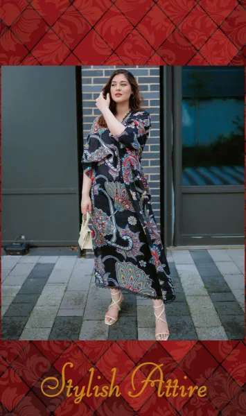 Pakistani Original Sahibas By Mirza Textured Cotton Stitched Kaftan _ Black