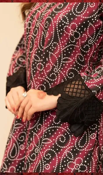 Original Pakistani Textured Lawn with Farshi Salwar. Brand: Sahiba's By Mirza  _ Black & White