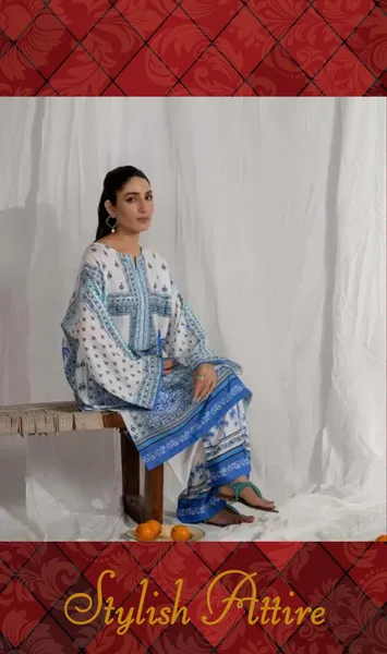 Adan's Libas Satin Lawn Stitched Co-Ords Set _ White 