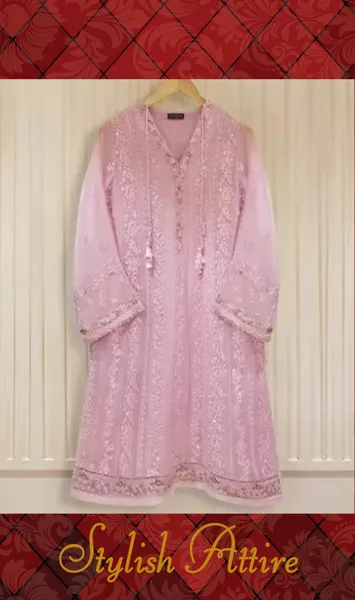 ORIGINAL AGHA NOOR TWO PIECE PURE CHIFFON HEAVILY EMBROIDERED (SHIRT ALONG WITH DUPATTA) 