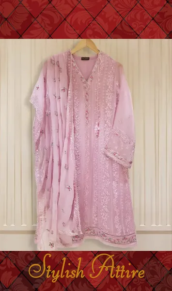 ORIGINAL AGHA NOOR TWO PIECE PURE CHIFFON HEAVILY EMBROIDERED (SHIRT ALONG WITH DUPATTA) 