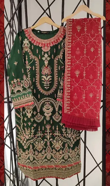 Pakistani Original Bin Saeed Luxury Stitched 3Pcs _ Green 